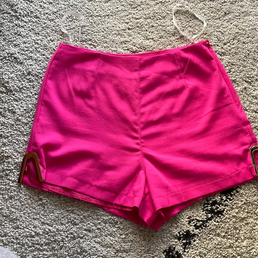 Hot pink high waist double lined shorts sz UK 8